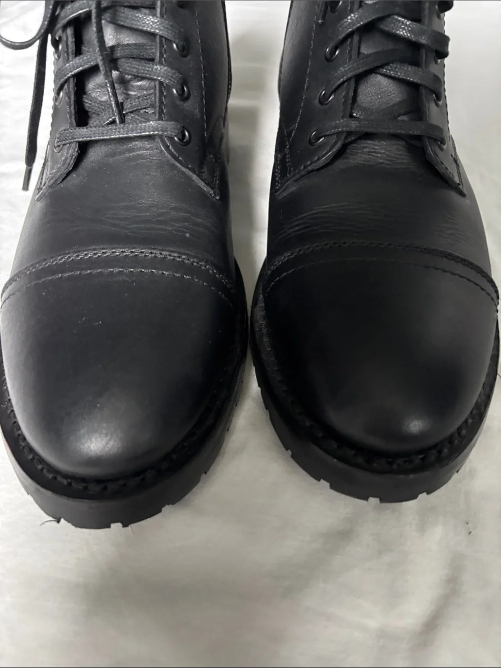 Like New! Thursday Boot Company Black Leather Lace-Up Cap-Toe Boots Size 10